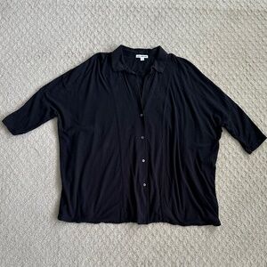 James Perse Standard 100% Cotton Stretch Button Down Shirt Size 2 Casual Luxe